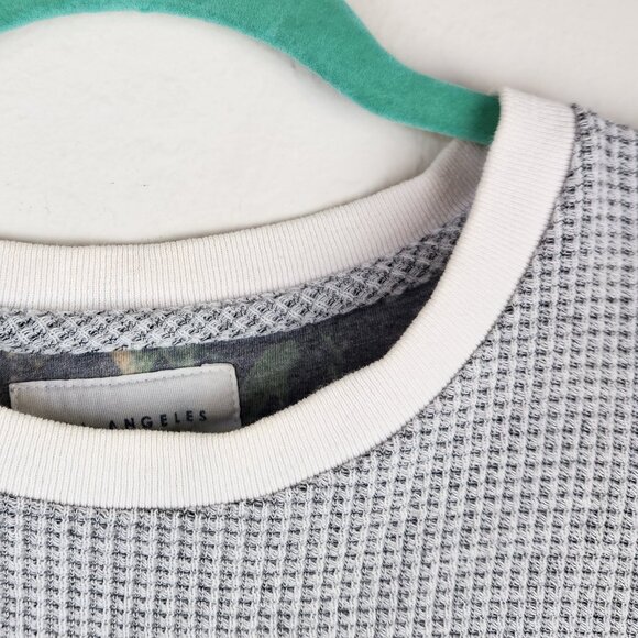 Sol Angeles Gray White Thermal Waffle Knit Long Sleeve Tee sz L *flawed* - Picture 7 of 11